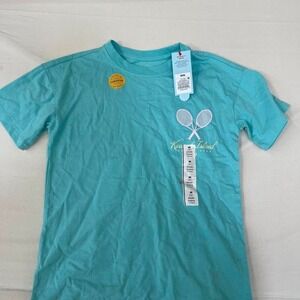 Kiawah Island Tennis Club tee with white graphic of a tennis court